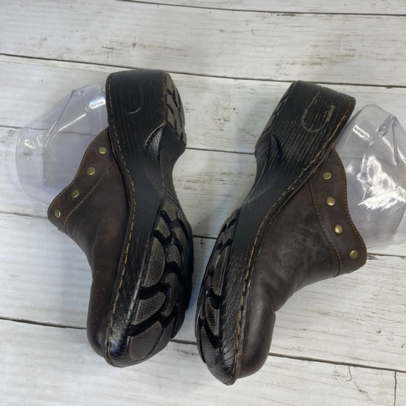 Born Brown Leather Studded Clogs - Picture 4 of 11